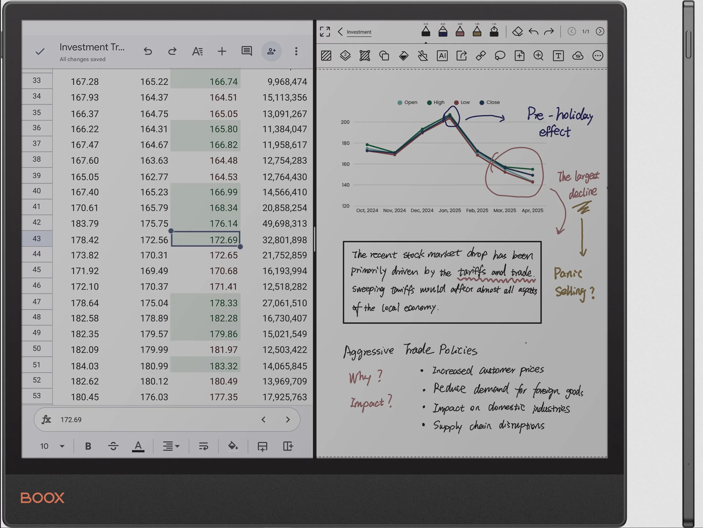 Kaleido 3 color E Ink technology makes for 300 ppi grayscale definition and 150 pii color