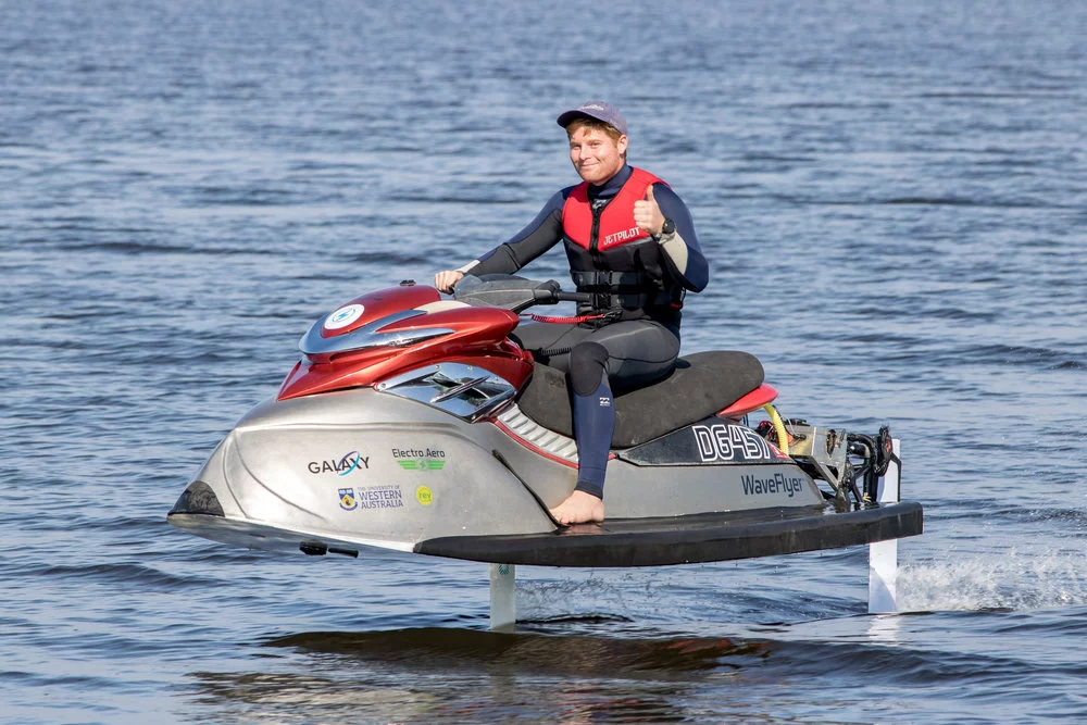 The WaveFlyer can carry two riders for over 30 minutes per trip