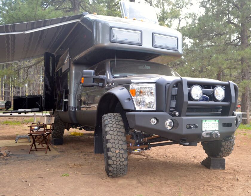 The EarthRoamer XV-LTS is built on a 300-hp, 4WD Ford F-550 platform
