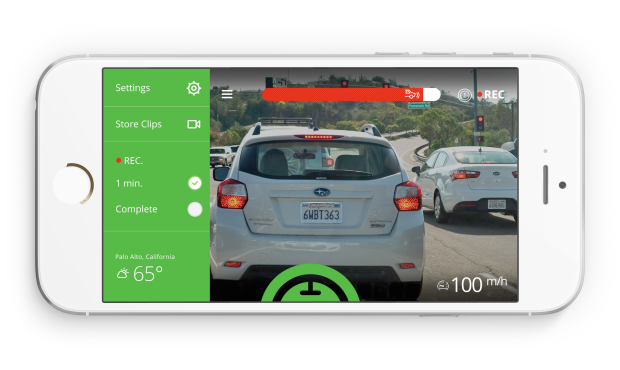 The CarVi app allows users to tap to save dash-cam vision