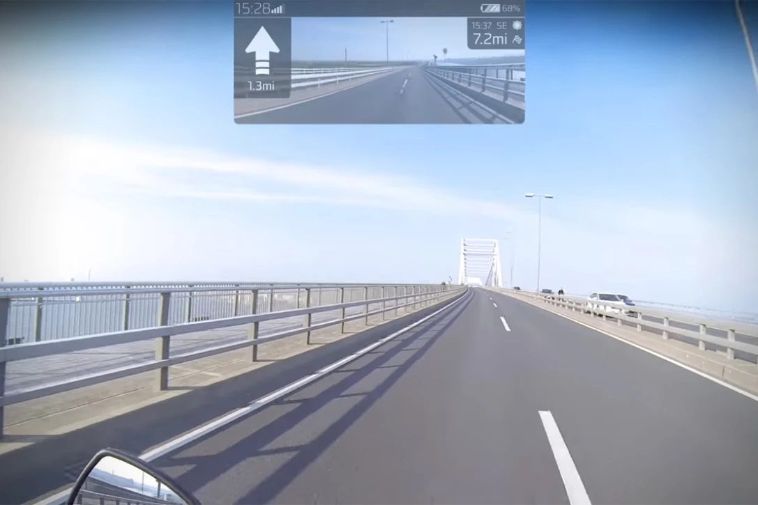A mock-up of the kind of information the heads-up display will show
