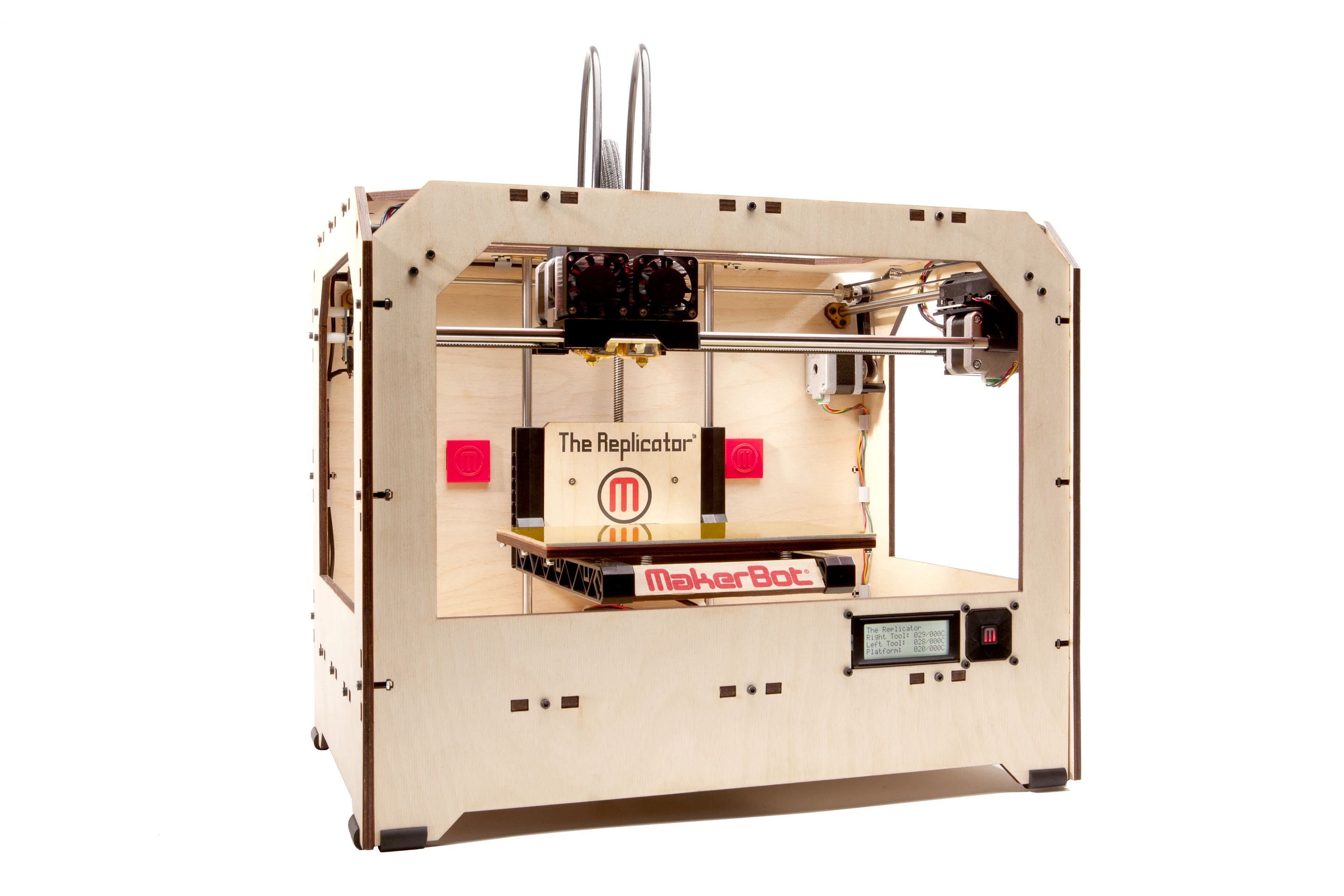 The new Replicator features an upgraded MK8 version of the MakerBot Stepstruder (that's the bit that actually transforms raw materials like ABS plastic or bio-degradable PLA into 3D objects)