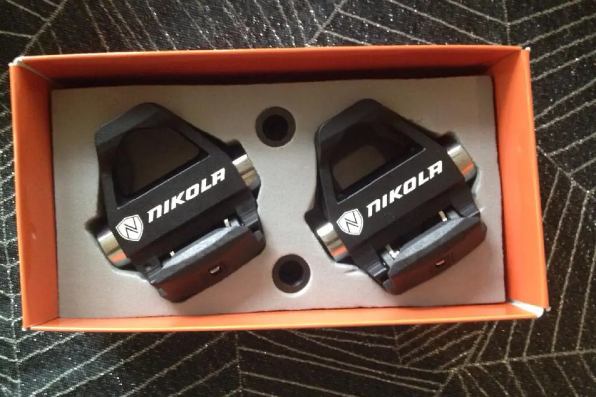 A pair of Nikola pedals at Interbike 2014