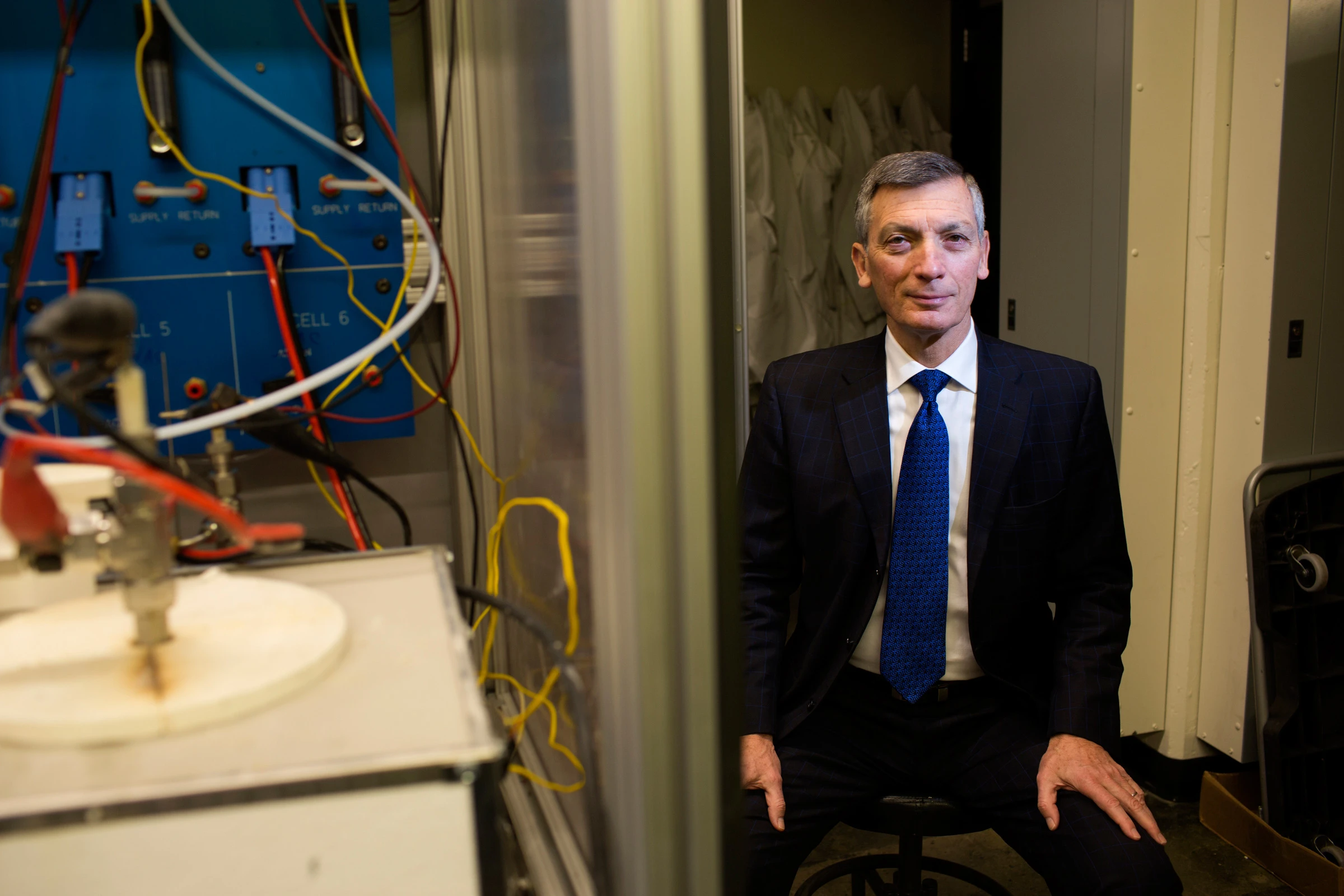 Led by Professor Donal Sadoway, the team at MIT has produced a new all-liquid battery with improved life and a lower cost than previous versions (Photo: M. Scott Brauer)