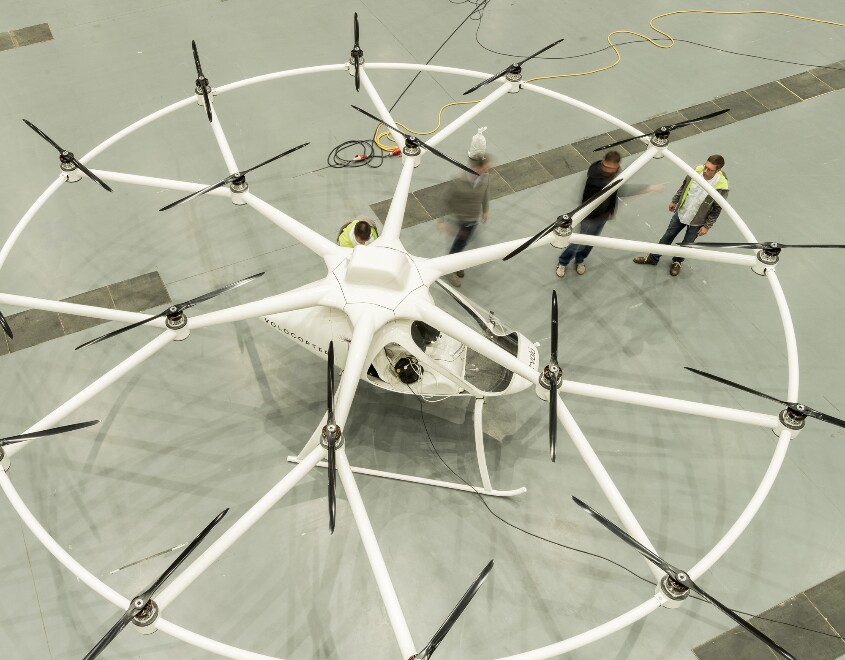 The VC200 is an electric copter with 18 rotors and numerous redesigns of traditional systems