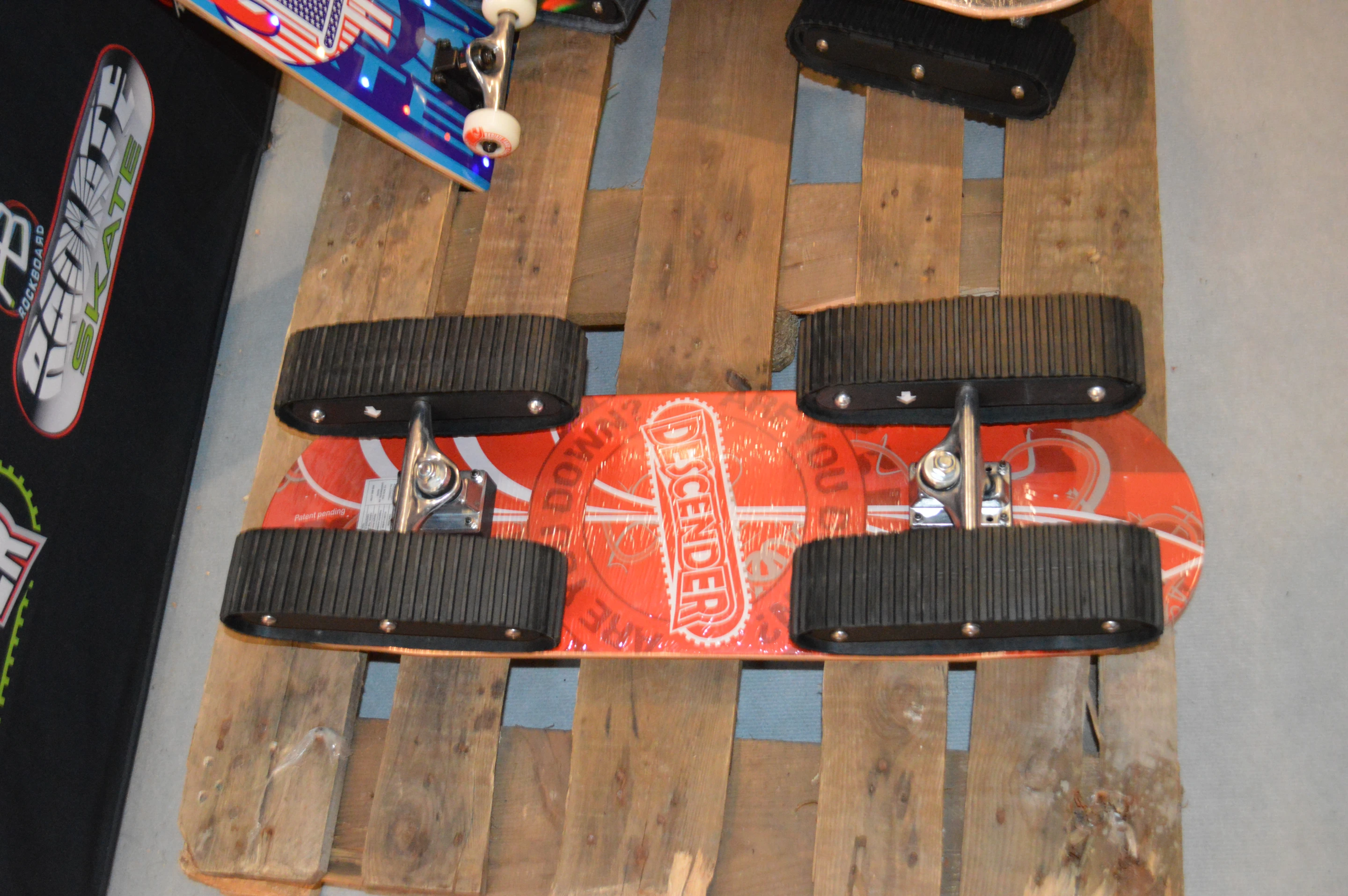 The Rockboard Descender is an all-terrain skateboard with tracks in place of wheels