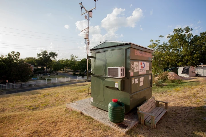 Dr. Jeff Wilson of Huston-Tillotson University is transforming a dumpster and living in it for a year (Photo: Sarah Natsumi Moore)