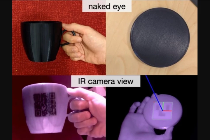 Only visible to infrared cameras, InfraredTags could provide information such as where and when a product was made, what it's made of, and instructions for its use