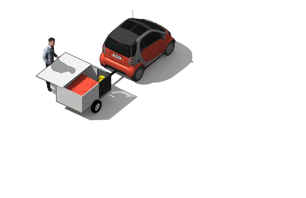 The Pneumad and any additional furniture can be easily unpacked from the trailer when the user requires