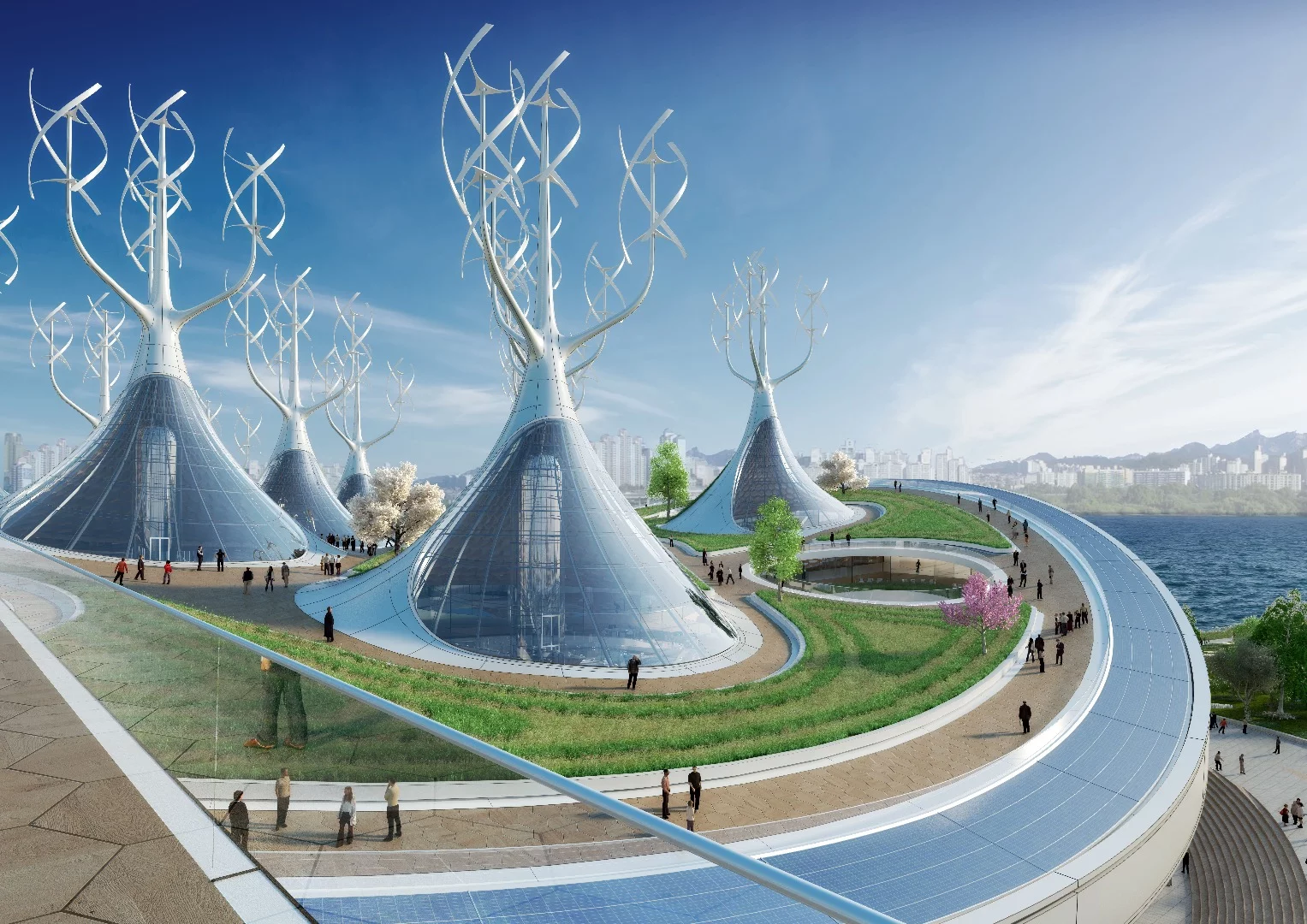 The Yeoui-Naru's wind turbines are shaped to look like trees