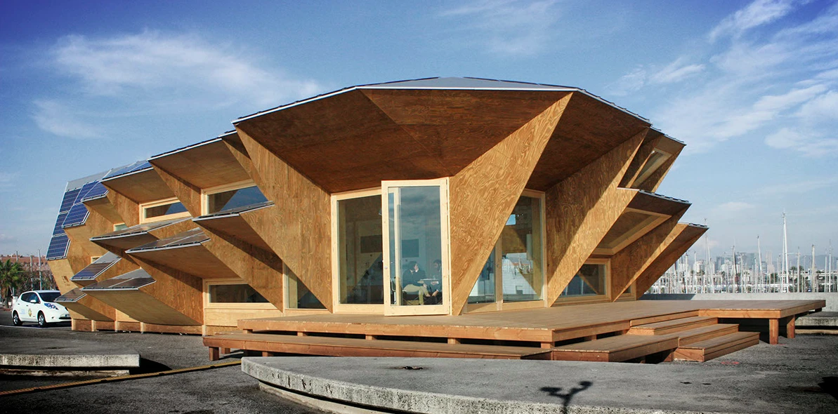 The 154 sq m (1,658 sq ft) building was commissioned by energy company Endesa, and forms a public information center and "control center" for the Smart City Expo