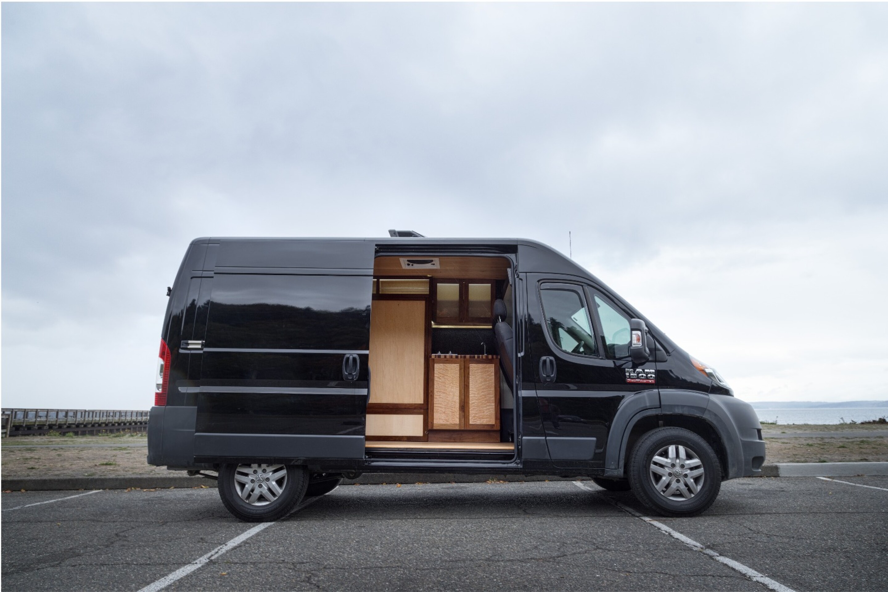 Ram Promaster cargo van converted into a multipurpose camper