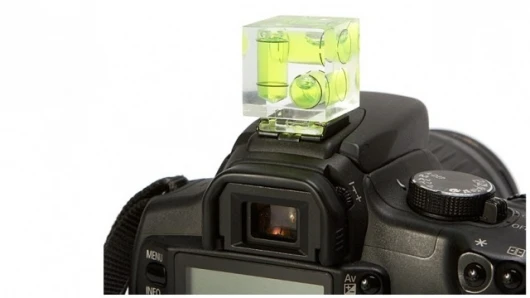 Camera cube level mounts on your camera's hot shoe