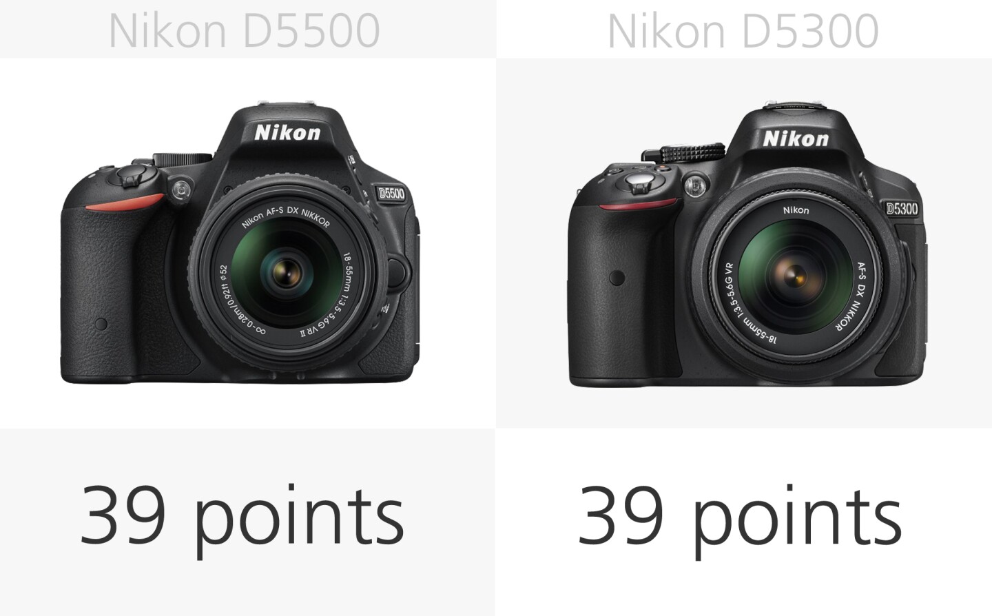Nikon D5500 vs. Nikon D5300 autofocus system comparison