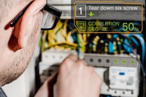 Step-by-step instructions can be projected in front of a user through the Lenovo New Glass C200