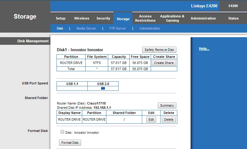 The connected drive will be displayed in the router
