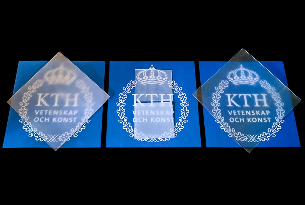 A more translucent version of the transparent wood developed by researchers at KTH Royal Institute of Technology can be seen on the right, compared to previous versions