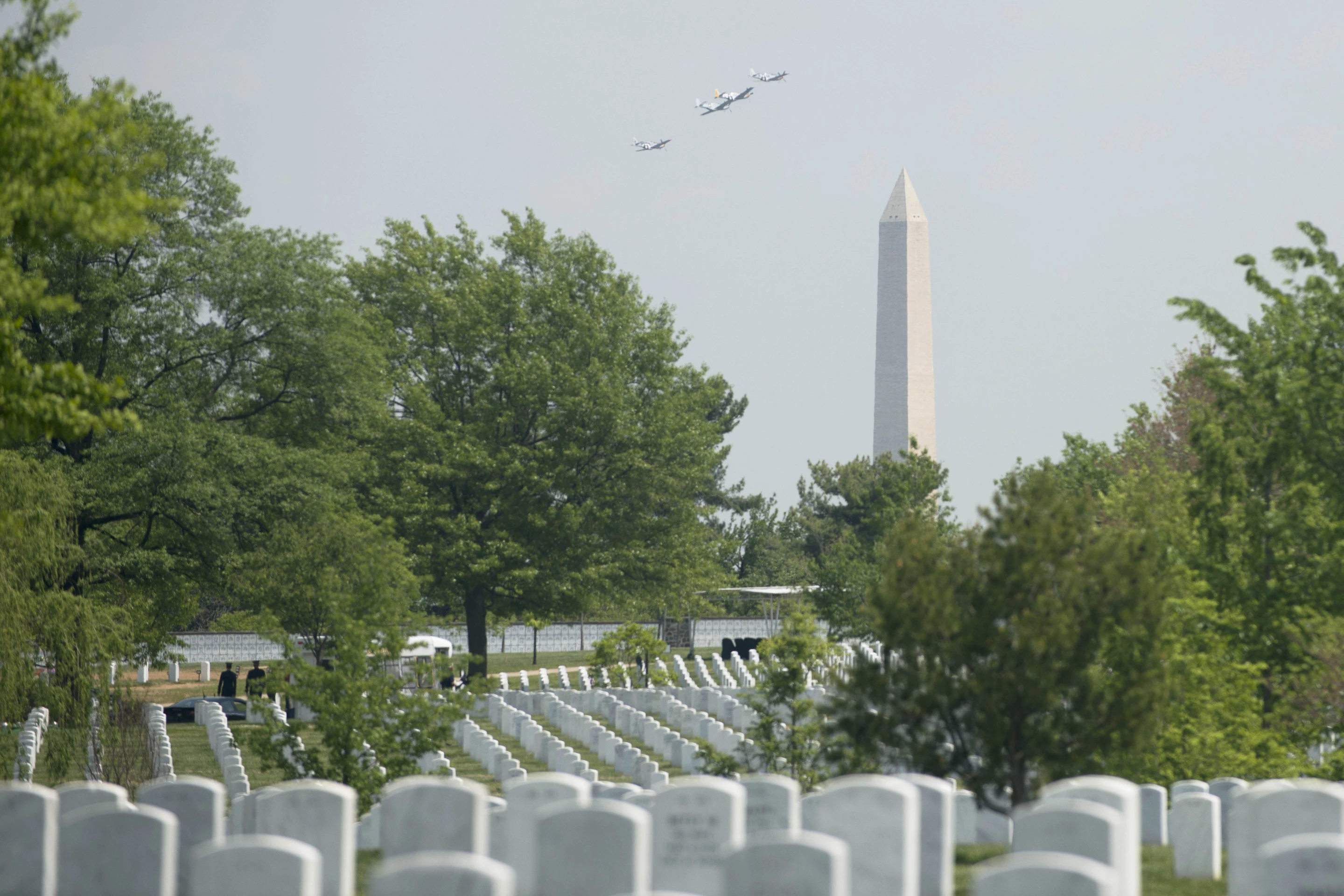 World War II era planes fly over Washington, D.C., on the anniversary of Victory in Europe Day