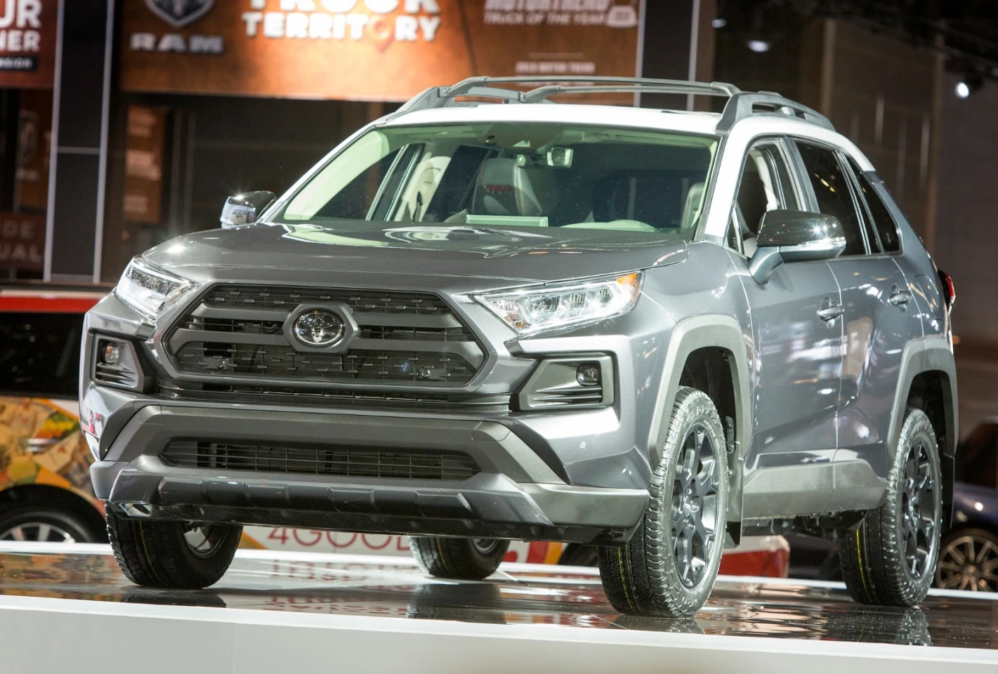 Lighter and more rigid matte black TRD-designed wheels on the RAV4 Off-Road are clad with specially engineered Falken Wildpeak A/T Trail all-terrain tires