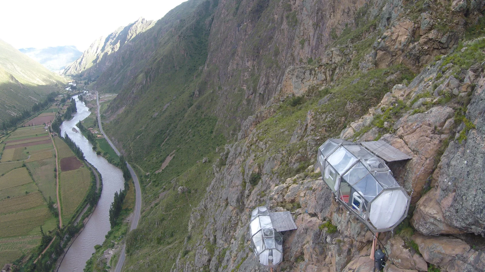 Hanging off the edge of a mountain in Peru is the Natura Vive Skylodge, three transparent capsules that are available for those wanting to spend a night in something akin to a bird’s nest. Access via a hiking trail, or more intrepid travelers can climb the 400 meters up the mountain to reach the capsule