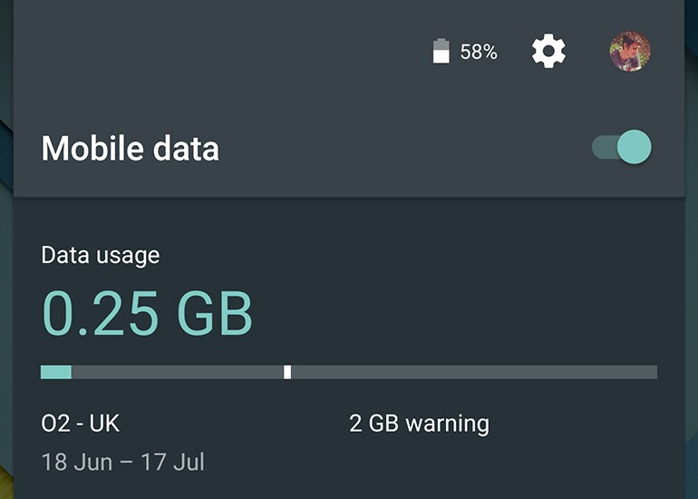 Lollipop lets you quickly check up on data usage