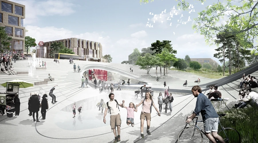 Vinge Train Station is designed to let people move around without being impeded by the station itself