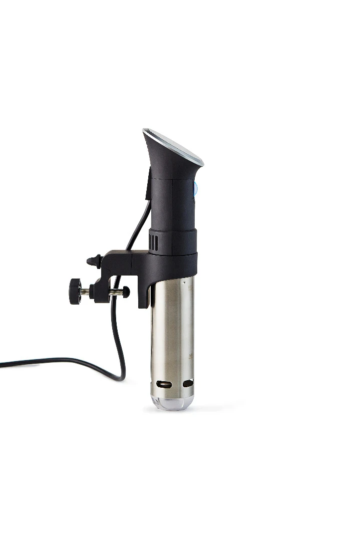 The Anova sous vide precision cooker attaches to the side of most any pot