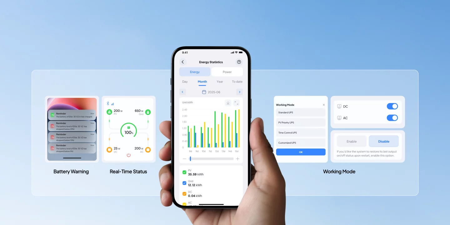 The companion app connects to the unit through Wi-Fi and Bluetooth