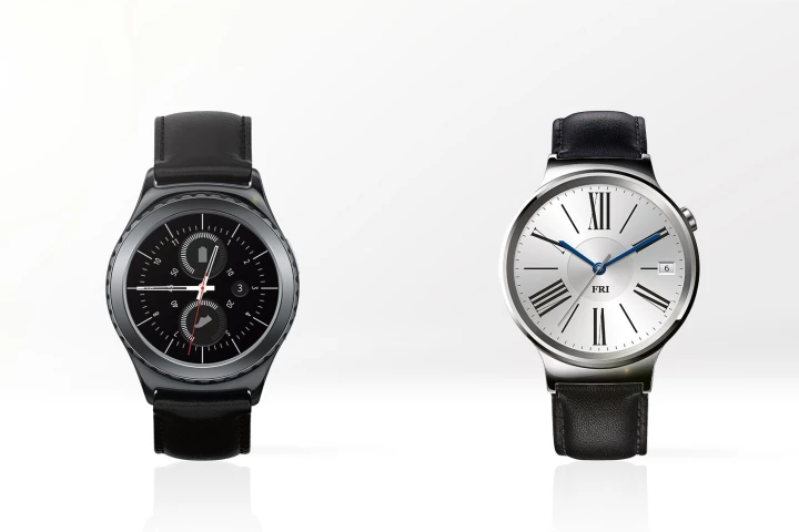 Gizmag compares the features and specs of the Samsung Gear S2 (left) and Huawei Watch