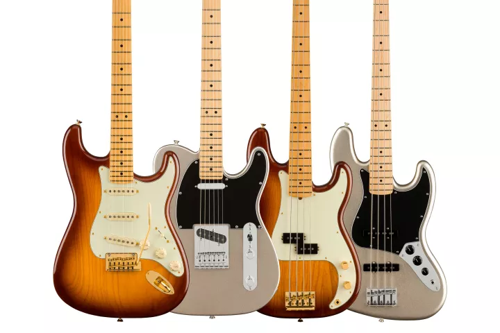 Fender has released Platinum and Diamond edition guitars and basses to celebrate its 75th anniversary