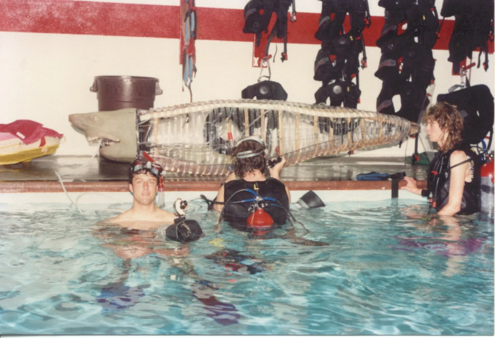Eddie Paul (center) with assistants testing Alison's compressed air propulsion system