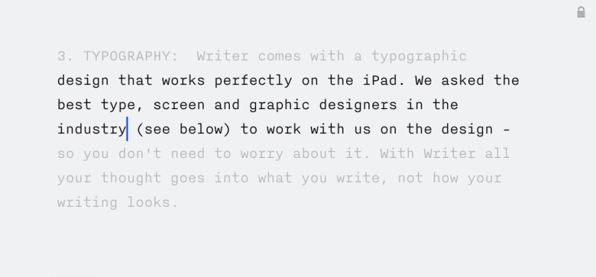 Writer for iPad's Focus Mode