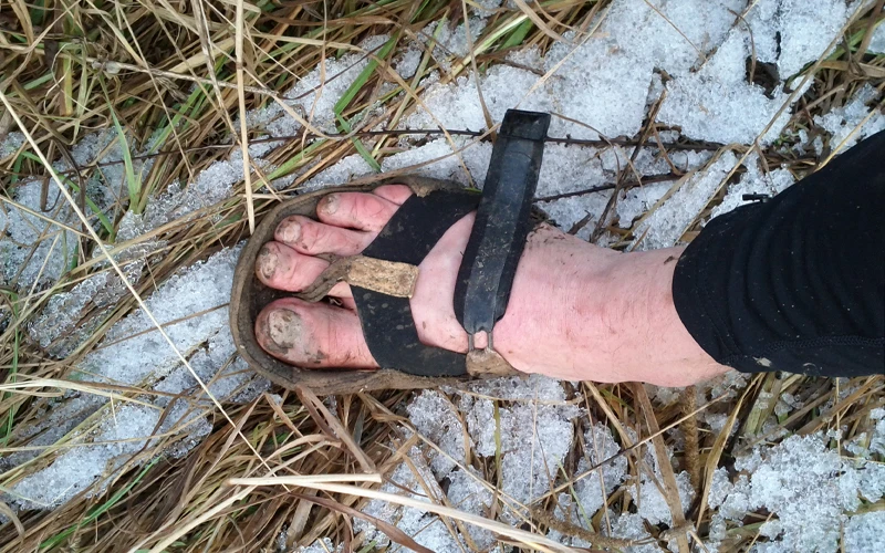 A half-soled running sandal billed the "only barefoot shoe that deserves the name"