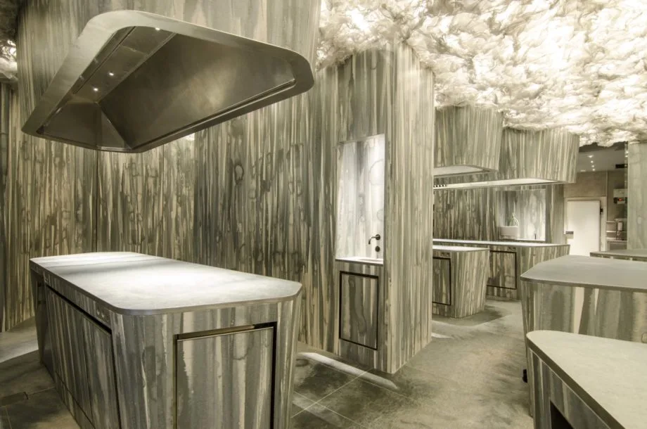 This amazing restaurant was inspired by two watercolor paintings. Digital printing company Neolith developed a novel process to print on sintered stone and the final result is Enigma, nominated for Best Use of Material