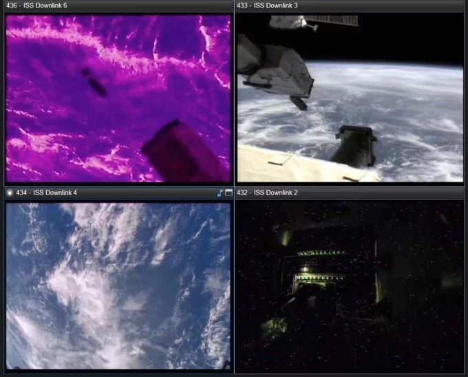 Different views of the A3R deploying from the International Space Station