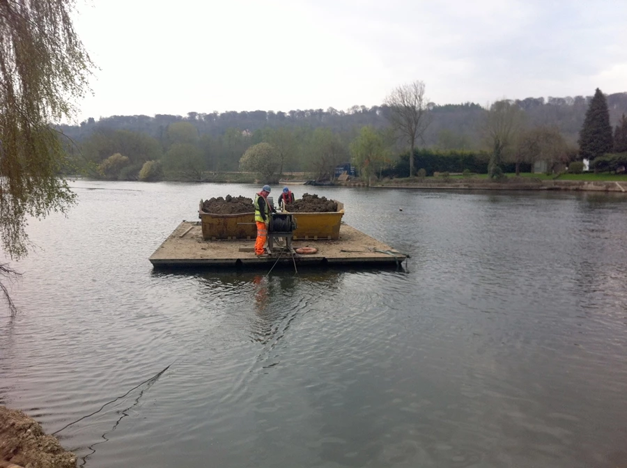 The chain-ferry used to transport materials to the Formosa site during construction
