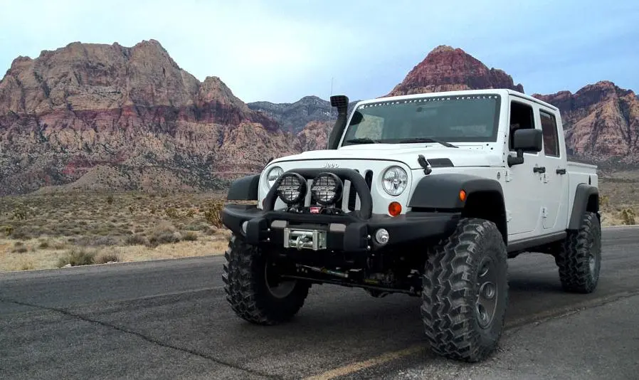 The Brute Double Cab Jeep Wrangler Unlimited conversion brings five seats and a pickup bed for serious off-road people and cargo hauling