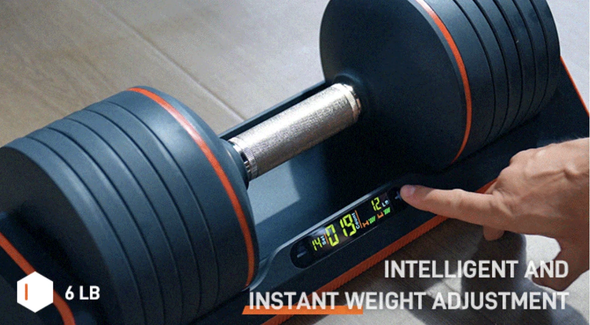 A push of the button changes the weight you want to lift