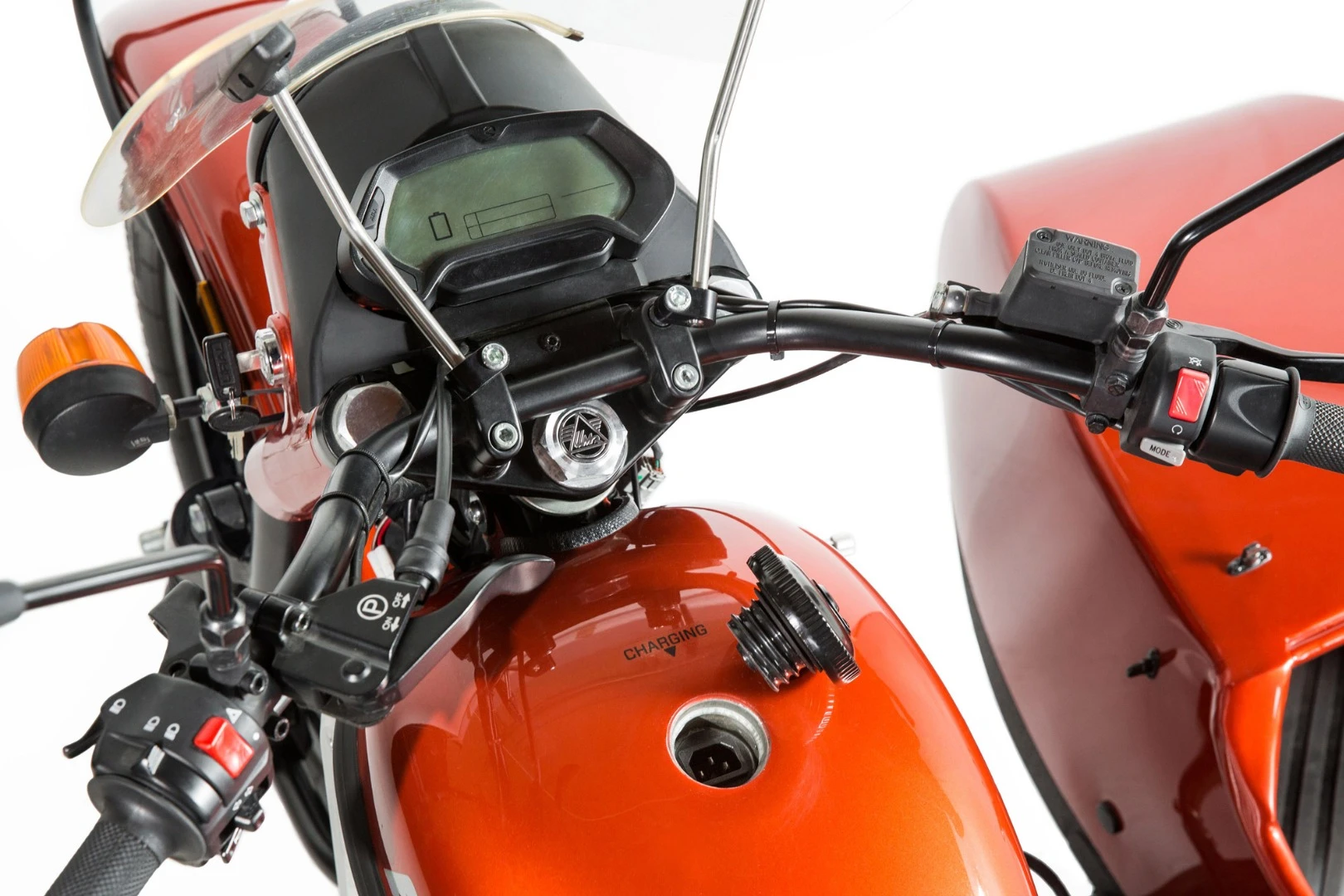 Ural's electric prototype: dash and charging plug