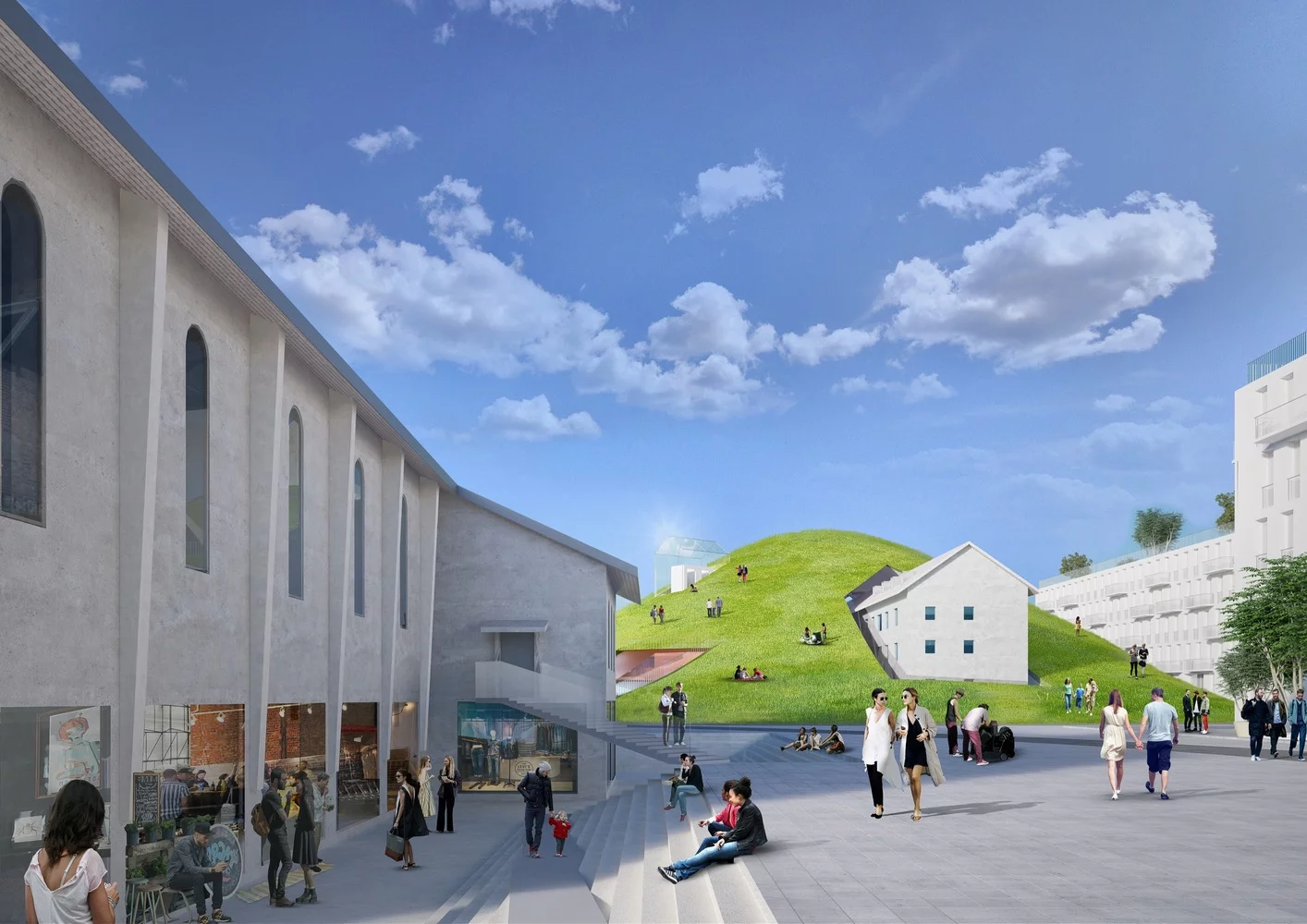 Elsewhere in the 144 hectare (355 acre) Franklin Mitte site, MVRDV plans to create an artificial hill from the remains of the old demolished barrack buildings