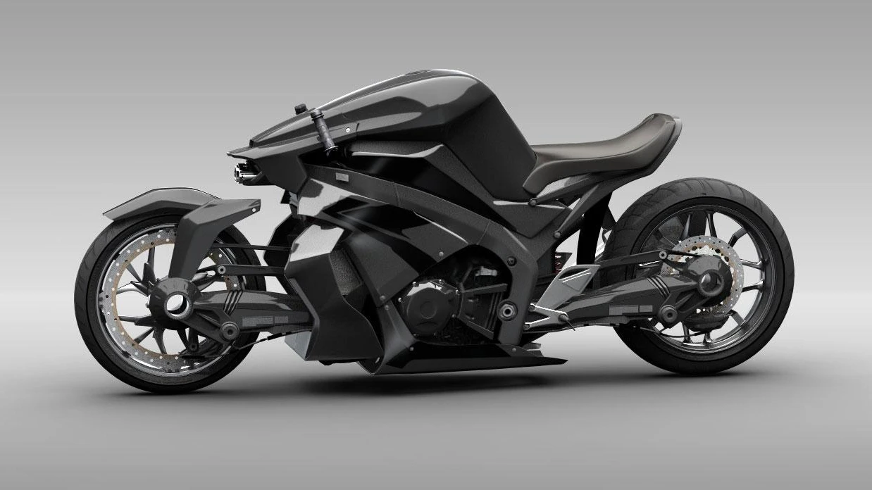 The Ostoure motorcycle concept offers two-wheel drive(credit: M. R. Shojaie)
