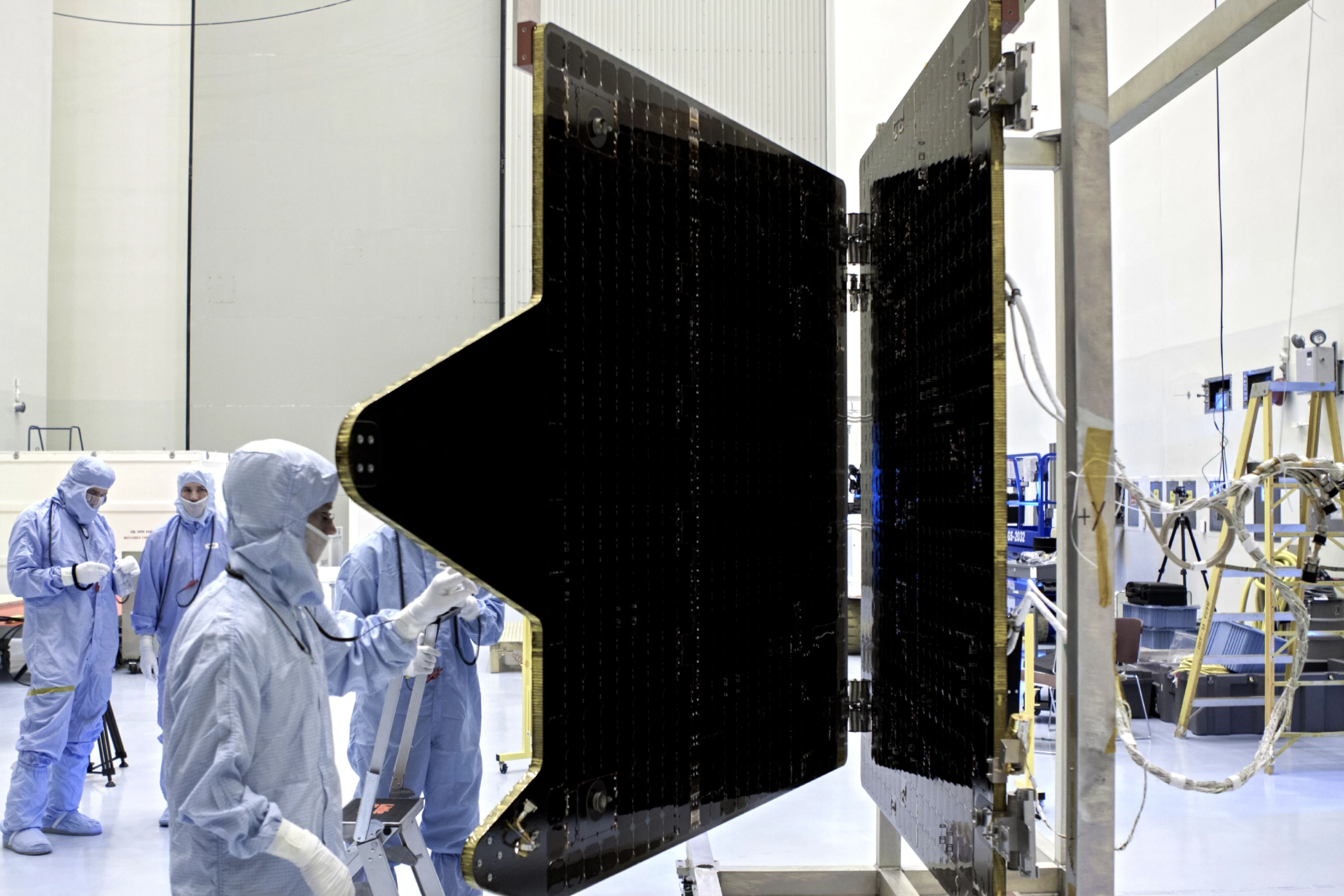 Cleaning MAVEN's solar array (Image: NASA/ Jim Grossmann)
