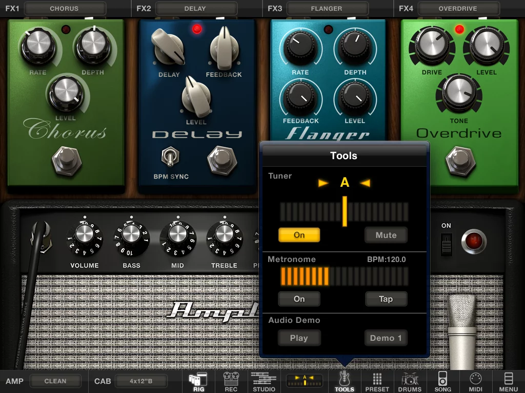 Distortion, Overdrive, Fuzz, Delay, and Tremelo effects were convincing