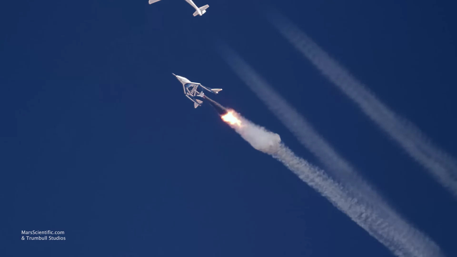 Virgin Galactic's spaceplane soon after detaching from its mothership