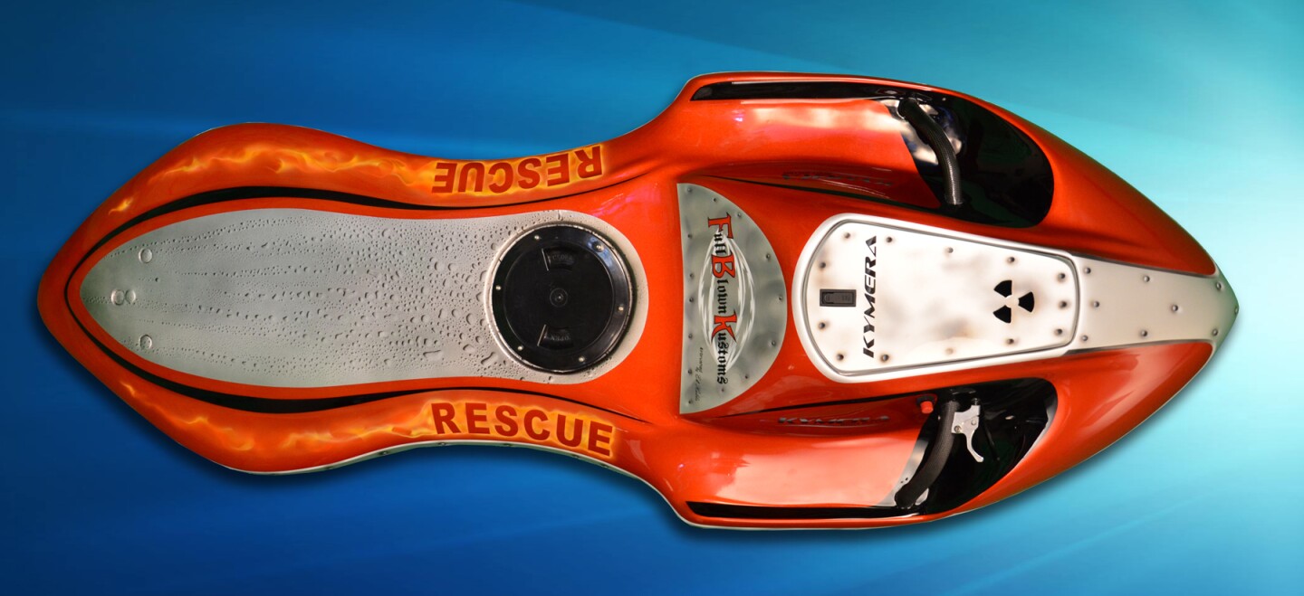 The Kymera Rescue board measures 6'6" (1.98 m)