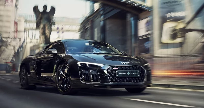 The Audi R8 Star of Lucis in an action scene from Kingsglaive: Final Fantasy XV