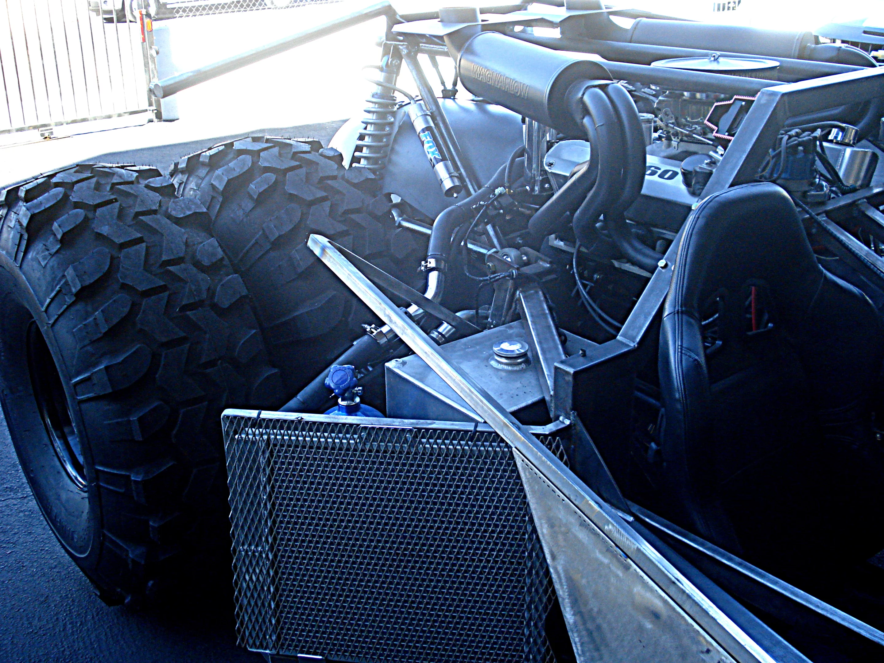 The Tribute Tumbler features a 4-link coilover suspension setup similar to the mini-Tumbler but has 12 inch Wilwood brakes out back to slow the big dual tires when needed (Photo: Mark Irvin)