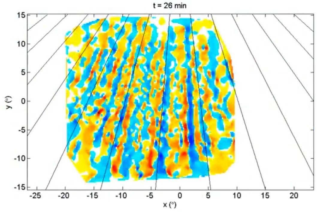 The plasma pipes have been captured in a wide field crossing the atmosphere
