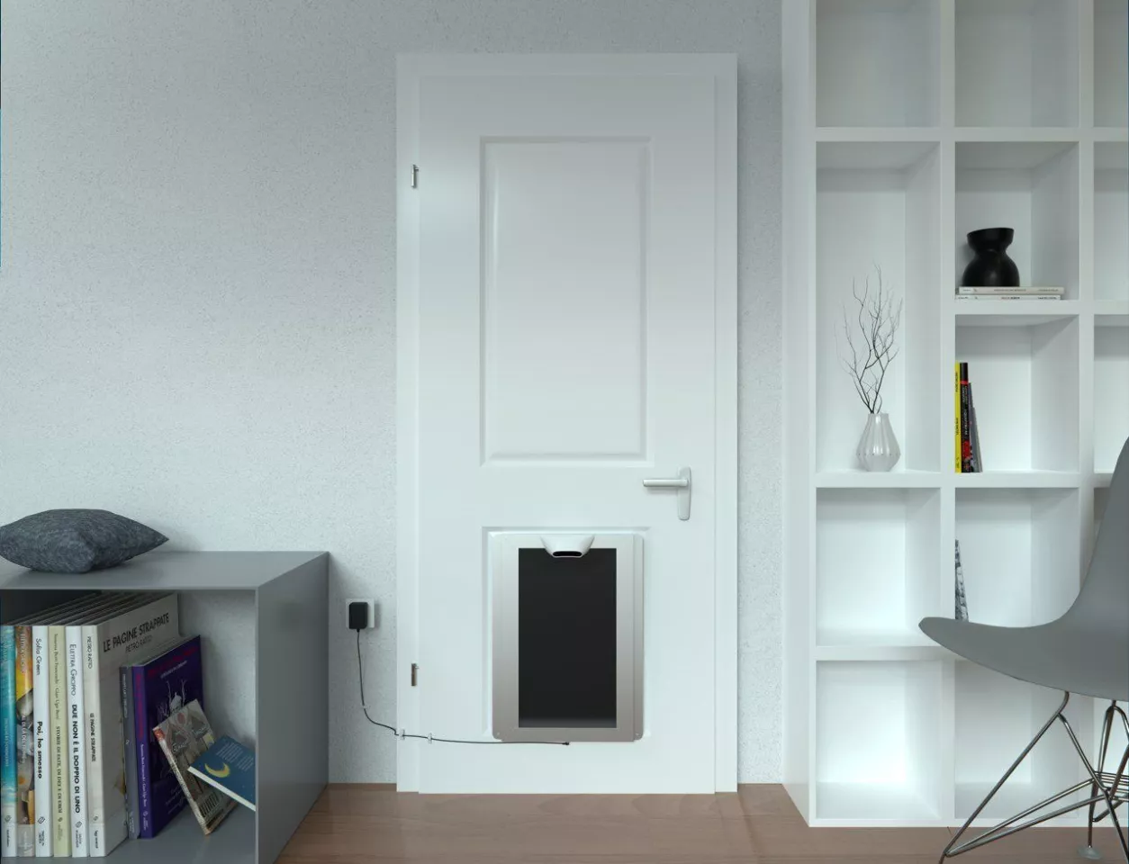The Petvation smart pet door is mains powered, but can be cabled up to a USB power bank in the event of a power outage