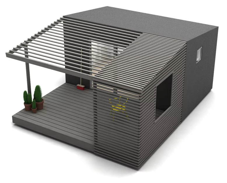 A front-right corner view of the Mini House Wide (Image: Jonas Wagell)